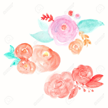 Watercolor Flower Vector. Round Watercolor Flowers. Abstract ...