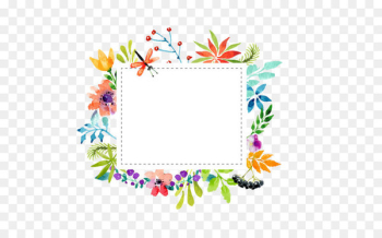 Watercolor flowers border vector material 