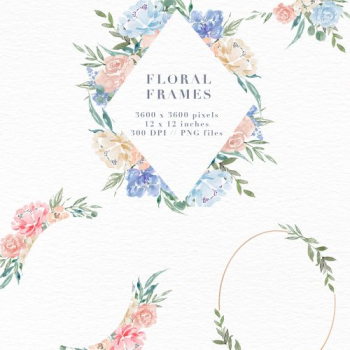 Watercolor Flowers PNG Clipart, Blue Watercolor Flowers Background ...