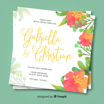 Watercolor flowers wedding invitation template Watercolor flowers wedding invitation template