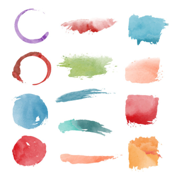 Watercolor geometric shapes vector set