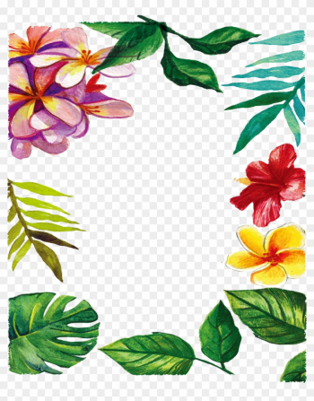 Watercolor Hand-painted Romantic Flowers Leaf Frame - Marco De Flores Y Hojas Watercolor Hand-painted Romantic Flowers Leaf Frame - Marco De Flores Y Hojas