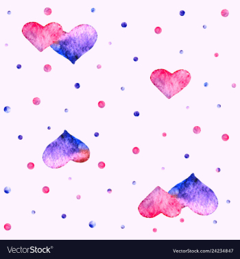 Watercolor heart pattern vector image Watercolor heart pattern vector image
