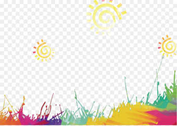 Watercolor Landscape Watercolor: Flowers Watercolor painting - Watercolor grass and sun 