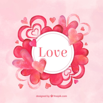Watercolor love background with hearts Watercolor love background with hearts