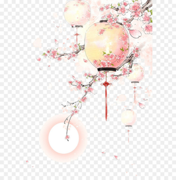 Watercolor painting - Antique lanterns painted peach Watercolor painting - Antique lanterns painted peach