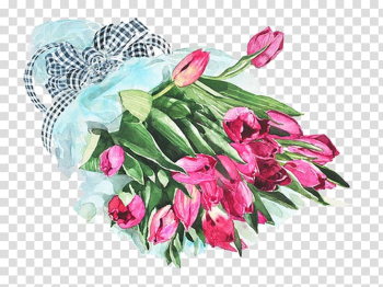 Watercolor painting Art Tulip Illustration, Tulip Bouquet transparent background PNG clipart