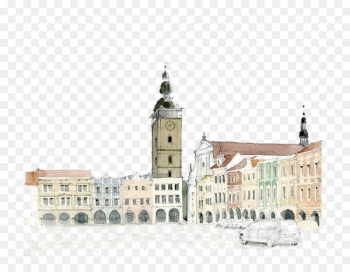 Watercolor painting Drawing Architecture - building Watercolor painting Drawing Architecture - building