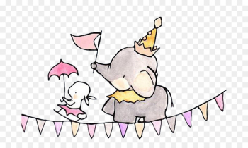 Watercolor painting Drawing Printmaking Illustration - Acrobatic elephant 