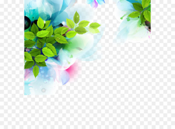 Watercolor painting Euclidean vector - Green leaf background watercolor daydream 