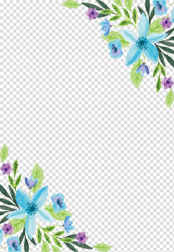 Watercolor painting Flower Floral design, Water color blue flower border, blue and purple petaled flowers illustration transparent background PNG clipart