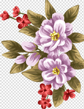 Watercolor painting Flower, Purple hand-painted flowers transparent background PNG clipart