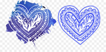 Watercolor painting Heart Vector graphics Design - blue pattern 