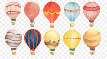 Watercolor painting Hot air balloon - Hand-painted watercolor hot air balloon 