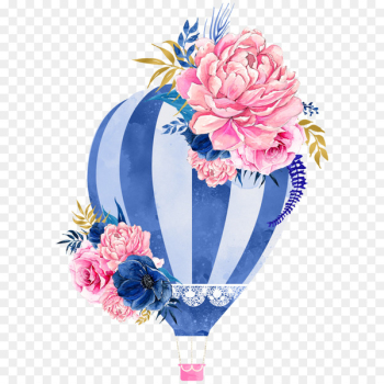 Watercolor painting Hot air balloon Watercolour Flowers - watercolor balloon 
