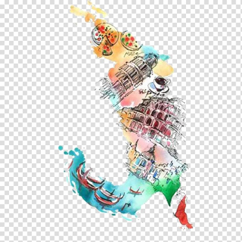 Watercolor painting Illustration, Retro Cartoon Painting city transparent background PNG clipart