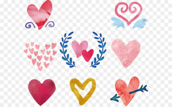 Watercolor painting Love Heart Drawing - Vector Hand-painted love 