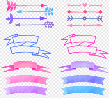 Watercolor painting, painted banners, assorted-color ribbon illustrations, purple, ribbon, angle png