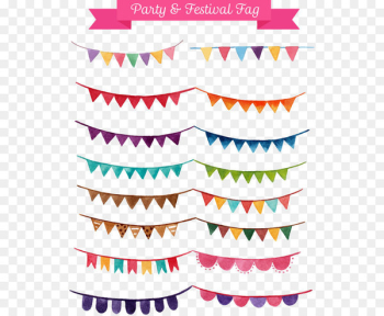 Watercolor painting Party Illustration - Small party flags 
