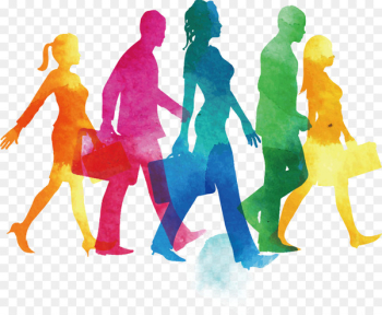 Watercolor painting Silhouette Illustration - Vector map hurry people 