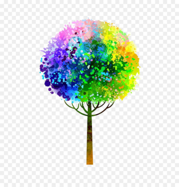 Watercolor painting Tree - Colorful tree 