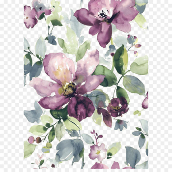 Watercolor painting Watercolour Flowers Floral design Wallpaper - Watercolor painted purple flowers blooming 