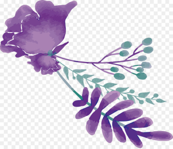Watercolor painting Wedding Mulberry - Purple watercolor flower title box 