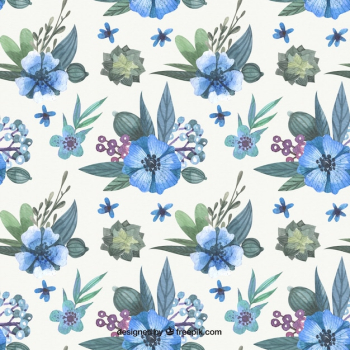 Watercolor pattern with blue flowers Watercolor pattern with blue flowers