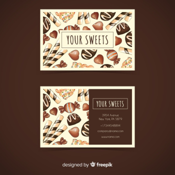 Watercolor sweets business card template Free Vector