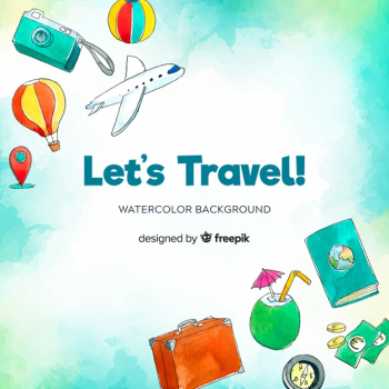 Watercolor travel background Watercolor travel background