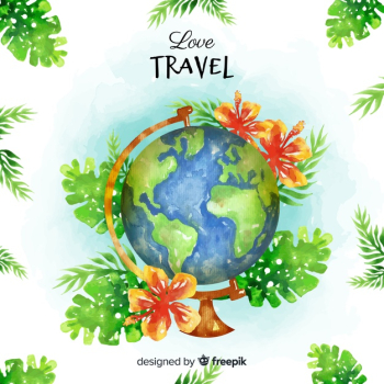 Watercolor travel background Watercolor travel background