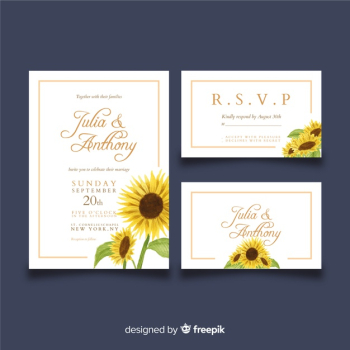 Watercolor wedding stationery template collection Free Vector