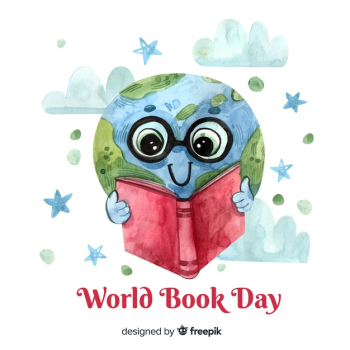 Watercolor world book day background Watercolor world book day background