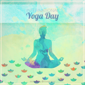 Watercolor yoga silhouette background Watercolor yoga silhouette background