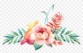 Watercolour Flower Border Png - Watercolor Flowers Bouquet Png