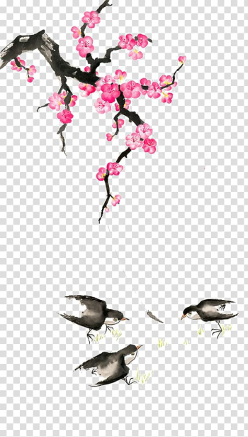 Watercolour Flowers Chinese painting Plum blossom, Plum flower transparent background PNG clipart