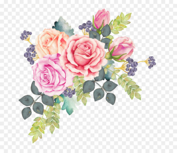 Watercolour Flowers Watercolor painting Rose Clip art - watercolor flower wreath 