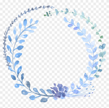 Watercolour Flowers Watercolor Painting Wreath Blue - Watercolour Clipart