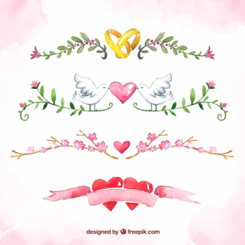 Watercolour wedding ornaments collection Watercolour wedding ornaments collection