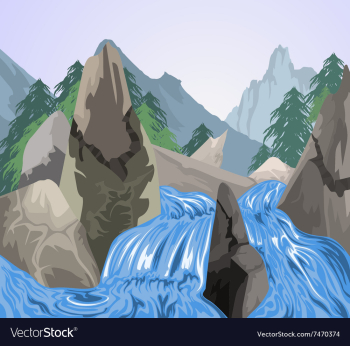 Waterfall nature vector image Waterfall nature vector image