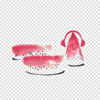 Watermelon Ink wash painting Auglis Fruit, Japanese hand-painted fruit transparent background PNG clipart