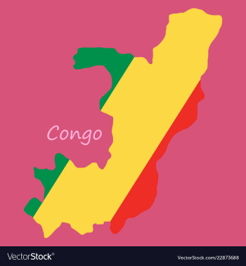 Waving fabric flag map of democratic republic of vector image Waving fabric flag map of democratic republic of vector image
