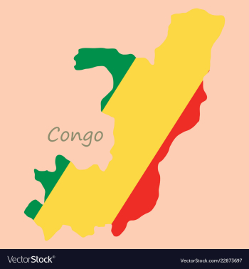 Waving fabric flag map of democratic republic of vector image Waving fabric flag map of democratic republic of vector image