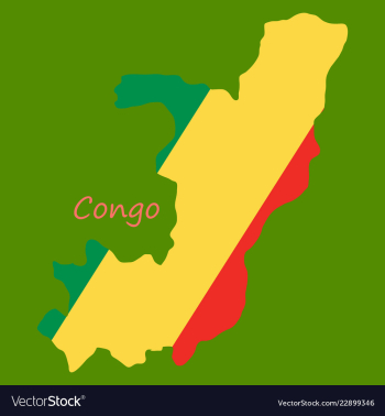 Waving fabric flag map of democratic republic of vector image Waving fabric flag map of democratic republic of vector image