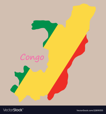 Waving fabric flag map of democratic republic of vector image Waving fabric flag map of democratic republic of vector image