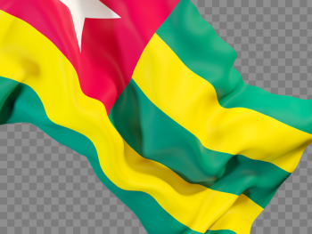 Waving flag closeup. Illustration of flag of Togo