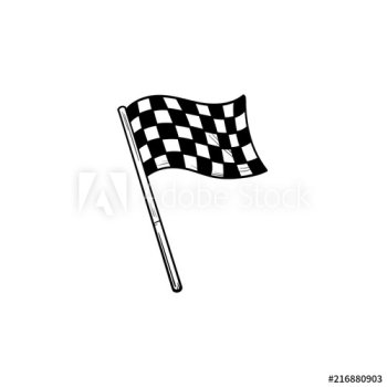 Waving racing checkered flag hand drawn outline doodle icon