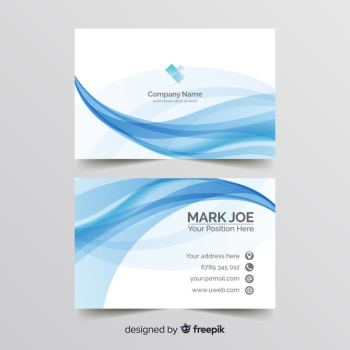 Wavy lines business card template Free Vector