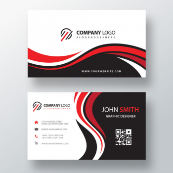 Wavy red and black corporate card Free Psd