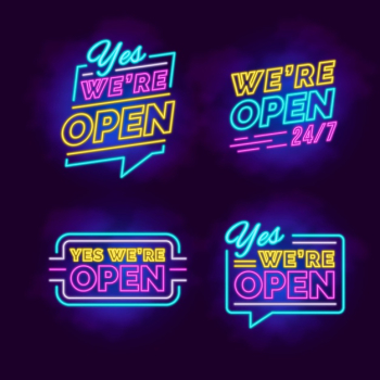 We are open - neon sign collection Free Vector We are open - neon sign collection Free Vector
